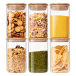Square Glass Food Storage Jars – 6-Piece 37oz Airtight Kitchen Storage Container Set