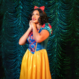 Classic Snow White Costume for Women – 3-Piece Princess Dress Set with Bow Headband 🍎✨