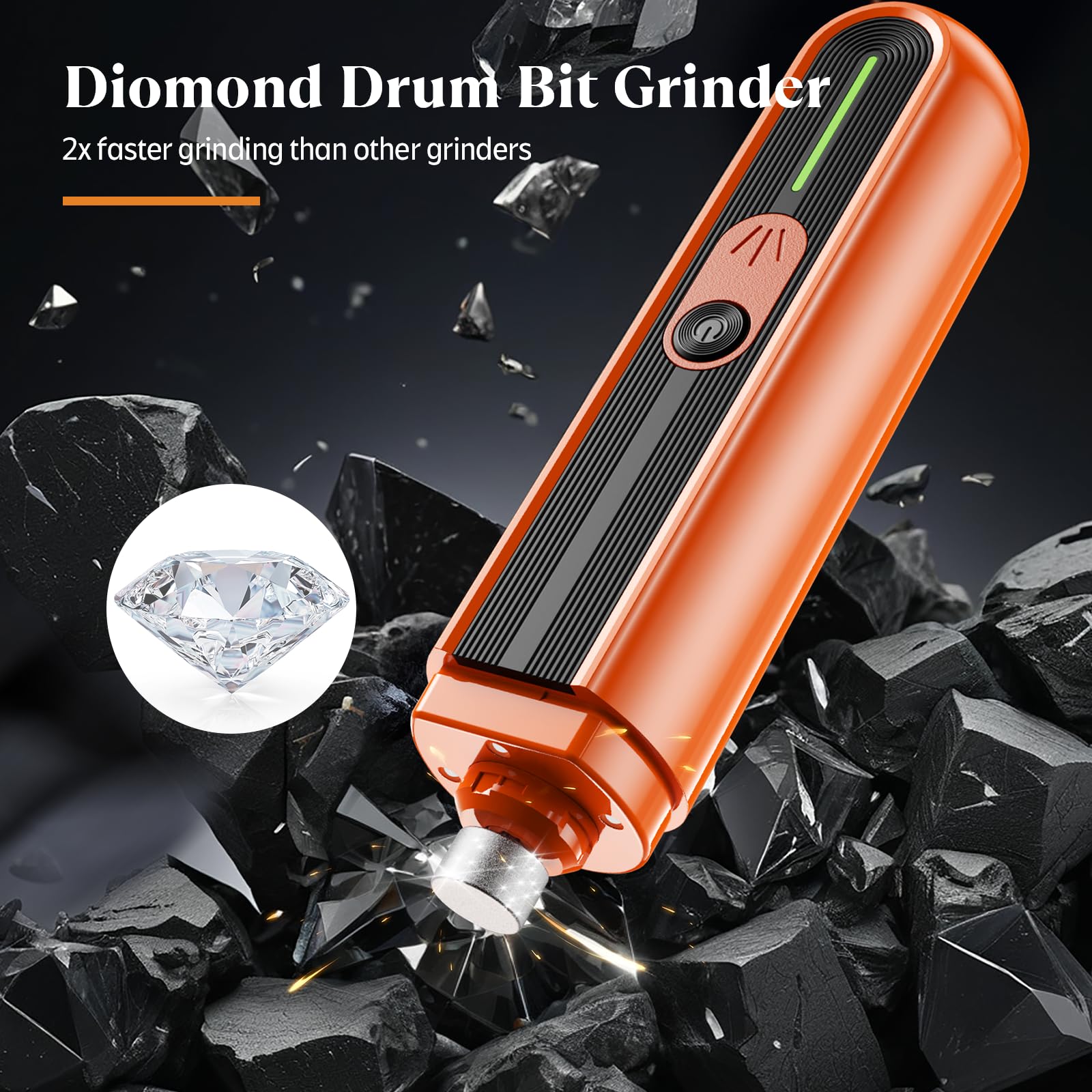 Professional Dog Nail Grinder with 4 LED Lights & Type-C Charging – 3-Speed Quiet Pet Nail Trimmer (Orange)