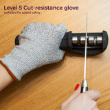 3-Stage Knife Sharpener with Safety Glove – Diamond, Sharpen & Polish System (Black)