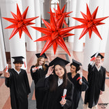 Red Starburst Foil Balloons – 50 Pack (20x6") Metallic Spike Star Balloons for Parties & Events