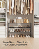 SONGMICS 3-Tier Metal Shoe Rack – Stackable, Flip-Design Shoe Organizer for Entryway & Closet (Black)