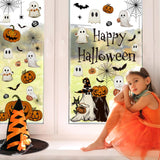 Vintage Halloween Window Clings – 6 Double-Sided PVC Sheets with Ghosts, Pumpkins, Cats & Bats