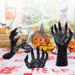 3D Creepy Wall Hands Halloween Decoration Set – Black Resin Spooky Hands with Candles & Mounting Kit, Gothic Wall Decor for Haunted Homes