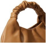 The Drop Women’s Addison Soft Volume Hobo Tote Bag – Ruched Handle Faux Leather Handbag (Mocha)
