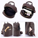 Women’s Genuine Leather Travel Backpack with Anti-Theft Pocket – 12.9-Inch Laptop, Coffee Brown