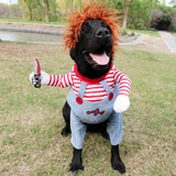 Funny Killer Dog Costume – Multicolor Halloween Pet Outfit with Knife Accessory for Cats & Small Dogs