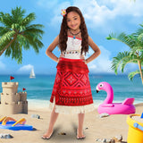 Girls Ocean Adventure Princess Costume with Red Wig – Halloween Cosplay Dress with Necklace & Flower Clip