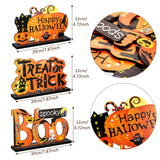 Wooden Halloween Table Centerpieces – “Boo”, “Trick or Treat”, “Happy Halloween” Signs (Set of 3)