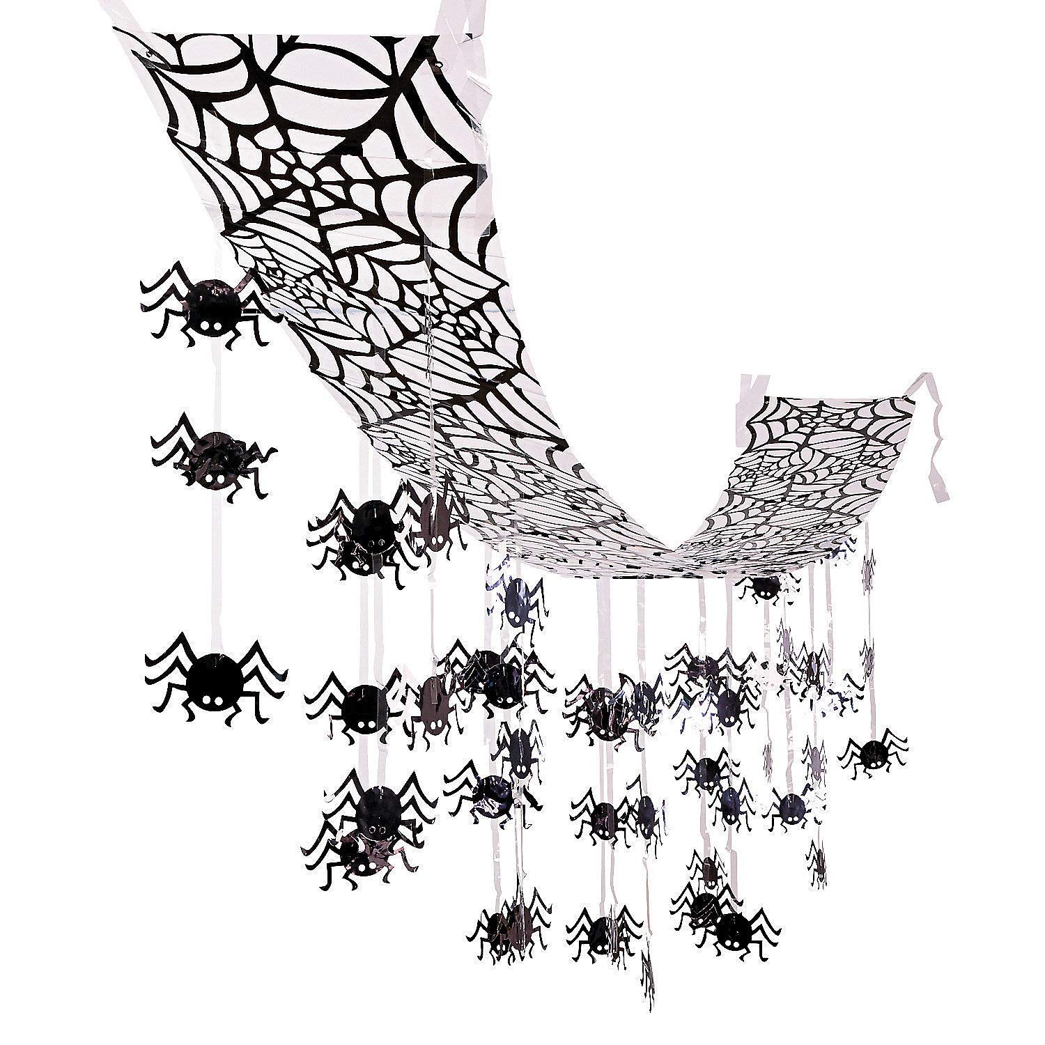 Black Hanging Spider Ceiling Decoration – 12ft Halloween Party Garland for Haunted Houses, Classrooms & Homes
