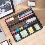 Drawer Mesh Organizer Set – 4-Pack Steel Desk Storage Bins with Compartments (Black)