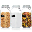 Vtopmart 78oz Glass Food Storage Jars with Airtight Clamp Lids – 3-Pack Large Kitchen Canisters with Reusable Labels