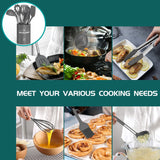 15-Piece Premium Silicone Kitchen Utensil Set with Stainless Steel Handles & Holder – Gray
