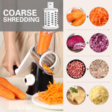 Manual Rotary Cheese Grater with 3 Stainless Steel Blades – Suction Base Food Shredder