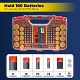 ONTEL Battery Daddy Storage Organizer Case with Tester – Double-Sided Portable Battery Holder, Stores up to 180 Batteries