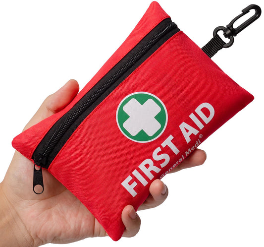 Mini First Aid Kit (110 Pieces) – Compact Emergency Medical Kit for Travel, Home & Outdoor Use (Red)