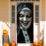 Horror Zombie Nun Door Cover 👻 – 3D Scary Halloween Decoration for Front Door, Wall & Haunted House