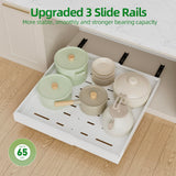 Paketa Expandable Pull-Out Cabinet Organizer – 4 Pack Adjustable Slide-Out Drawers (White)