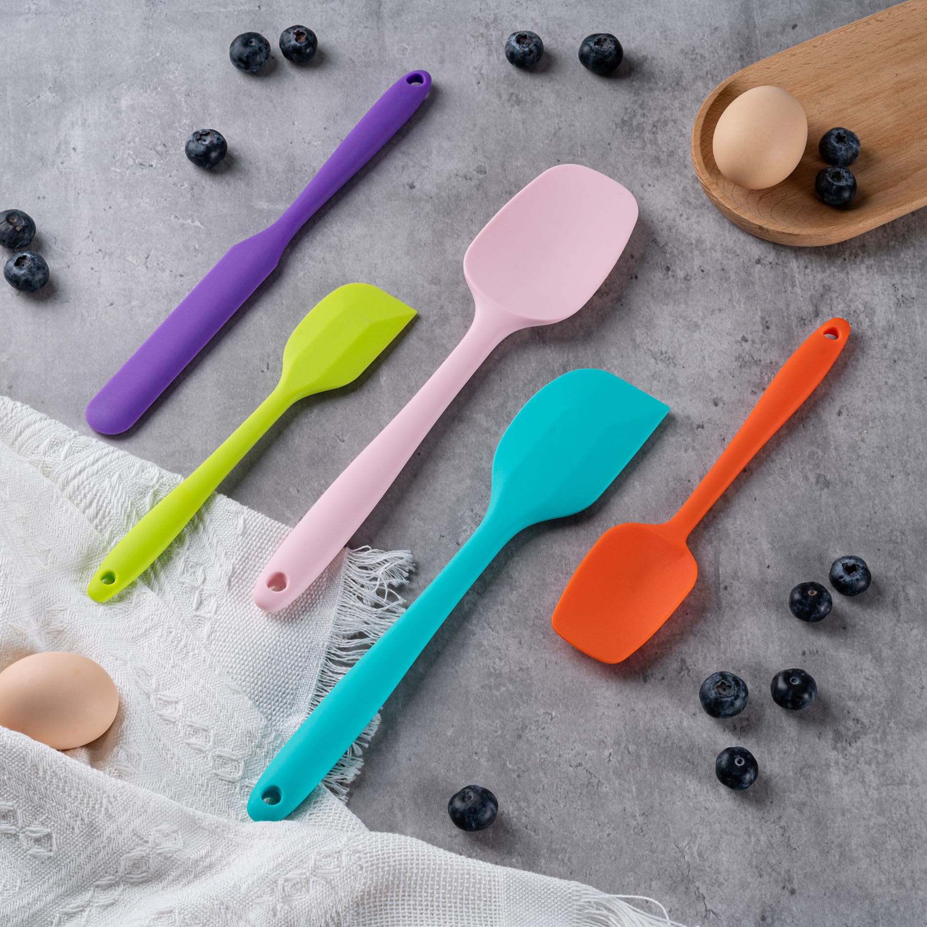 5-Piece Silicone Spatula Set – Heat Resistant, One-Piece Design with Stainless Steel Core
