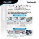 COZY ESSENTIAL Vacuum Storage Bags Set (20-Pack) – Space Saver Compression Bags for Clothes, Bedding & Travel (Transparent)