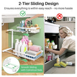Kitstorack 2-Pack Under-Sink Pull-Out Organizer – Adjustable Height 2-Tier Sliding Cabinet Storage