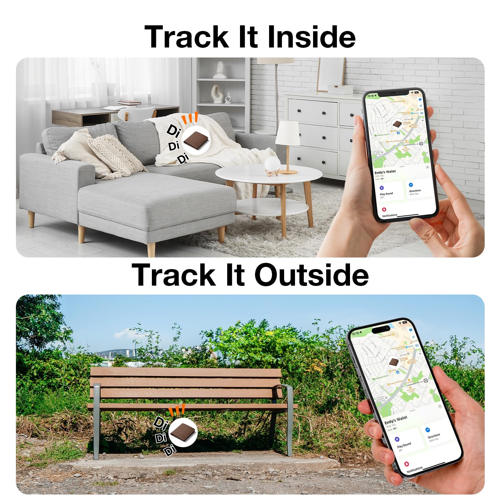 Smart Bluetooth Tracker Tag Compatible with Apple Find My & Google Find Hub, Waterproof Item Locator with Sound Alert – White