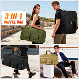 RAINSMORE 45L 3-in-1 Gym Backpack & Duffle Bag – Waterproof Carry-On Weekender with Shoe Compartment (Black)