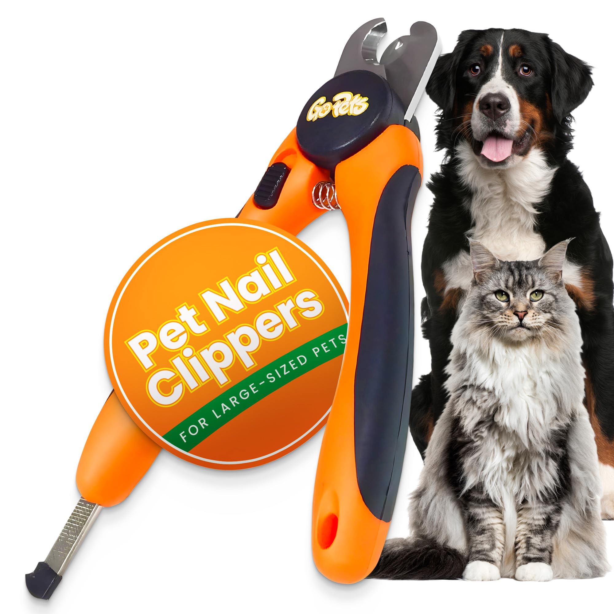GoPets Professional Pet Nail Clippers with Safety Guard, Stainless Steel Blades, Ergonomic Grip, and Built-In Nail File for Dogs and Cats