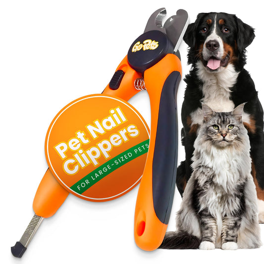 GoPets Professional Pet Nail Clippers with Safety Guard, Stainless Steel Blades, Ergonomic Grip, and Built-In Nail File for Dogs and Cats