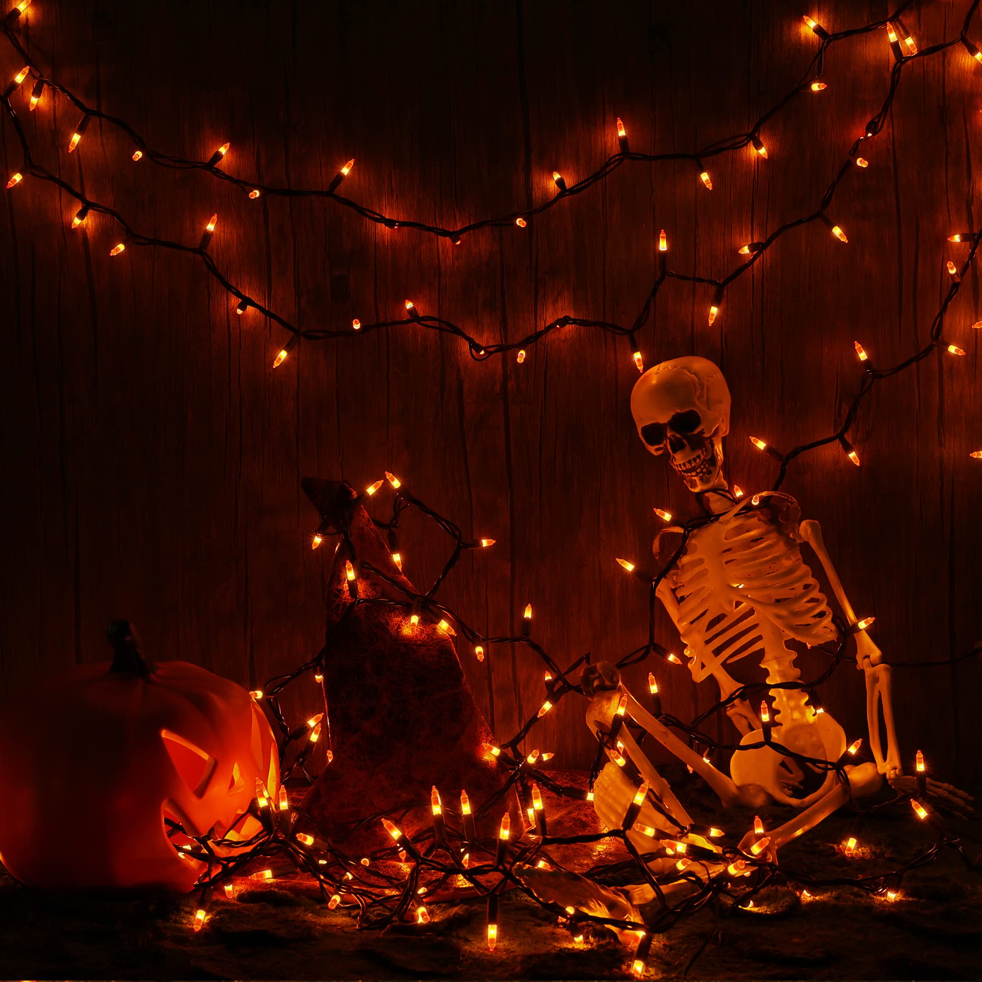 100-Count Candy Corn Halloween String Lights – Orange & Yellow Incandescent Bulbs (Indoor/Outdoor, UL Certified, Connectable)