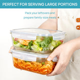 63oz Large Glass Food Storage Containers with Airtight Flip Lids – BPA-Free Borosilicate Meal Prep Set (Grey)