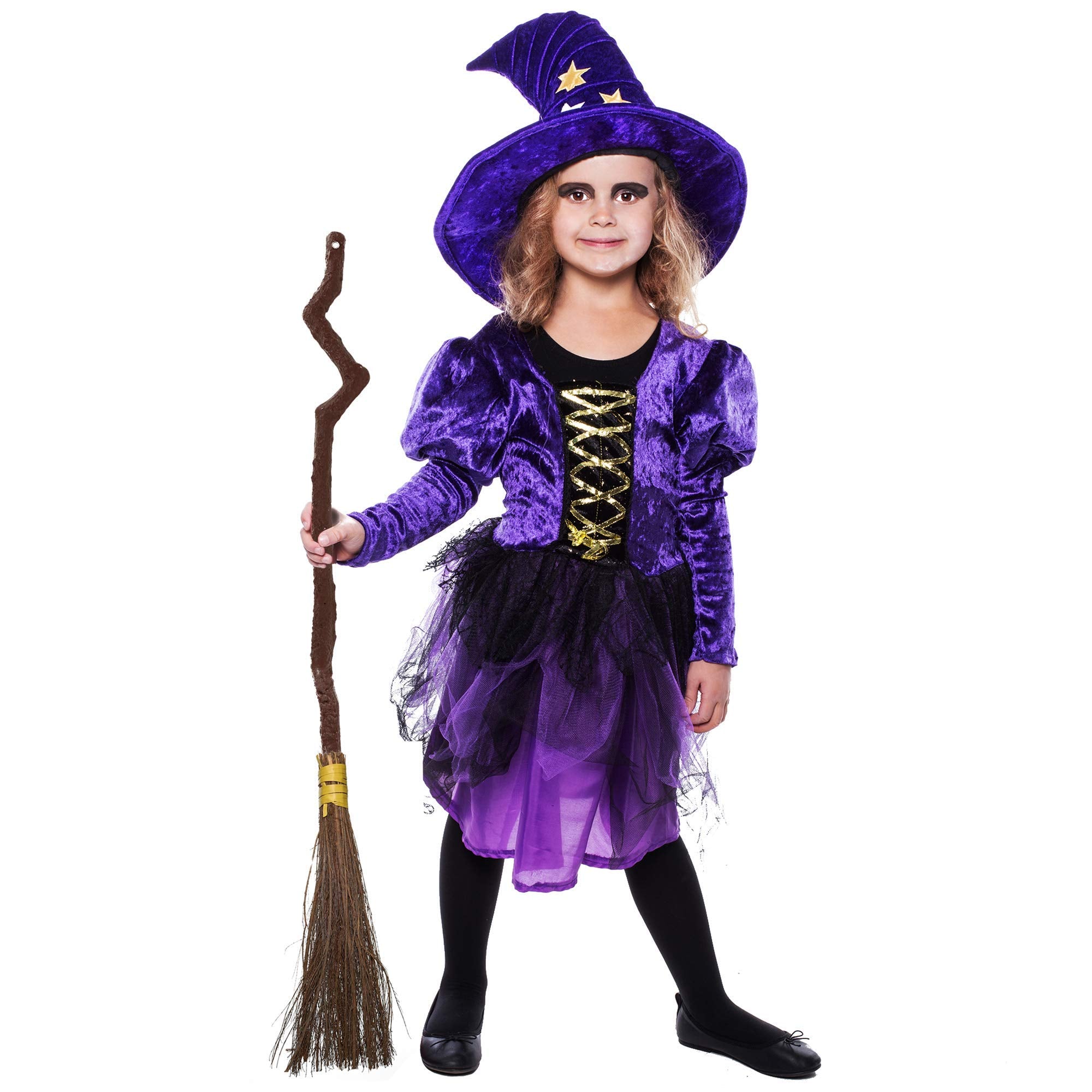 Brown Witch’s Besom Broom – Classic Halloween Witch Accessory by Skeleteen