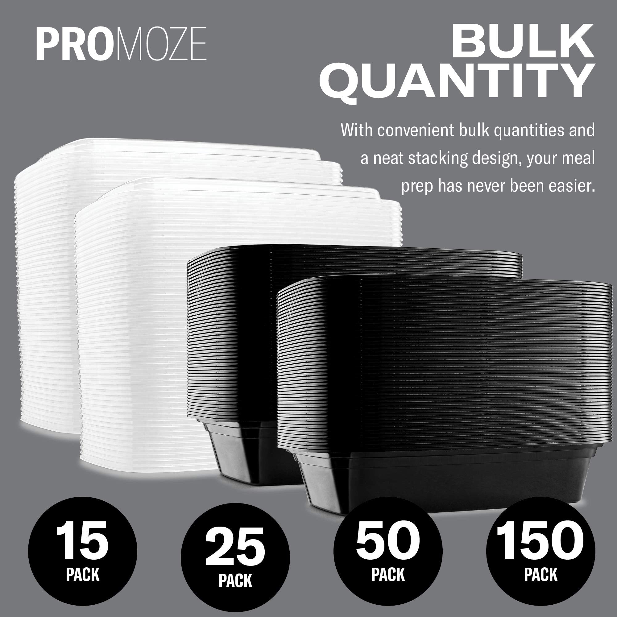 Single-Compartment Meal Prep Containers – 50 Pack Leak-Proof To-Go Food Storage Boxes