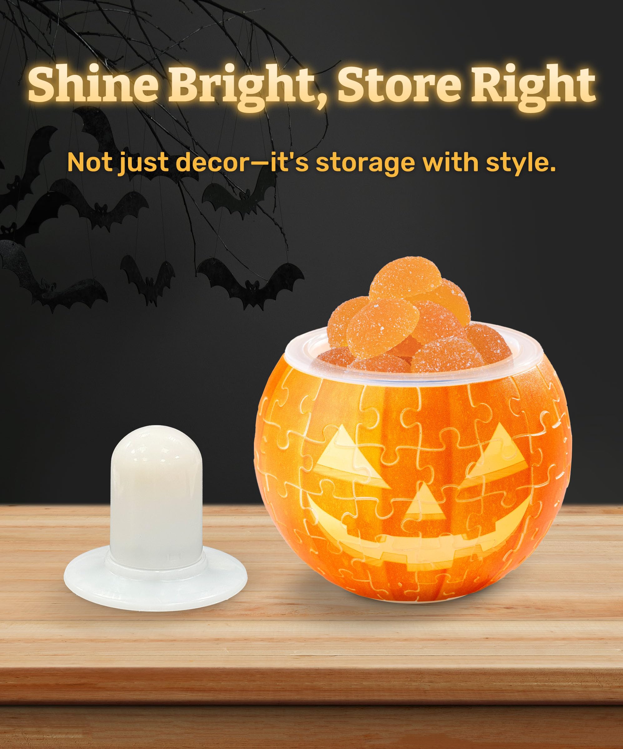 Magic Jack Puzzle Candle Light – 3D Rechargeable Jack-O’-Lantern Halloween Decoration with Flickering LED & Type-C Charging