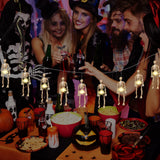 Halloween Skull String Lights – 2M Warm White LED, 20 Lights with 10 Skeletons, 8 Modes, Battery Powered Indoor/Outdoor Décor