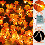 3 Pack Fall Maple Leaf String Lights – 30FT 60 LED Garland with Timer for Halloween & Thanksgiving Décor (Orange & Yellow)