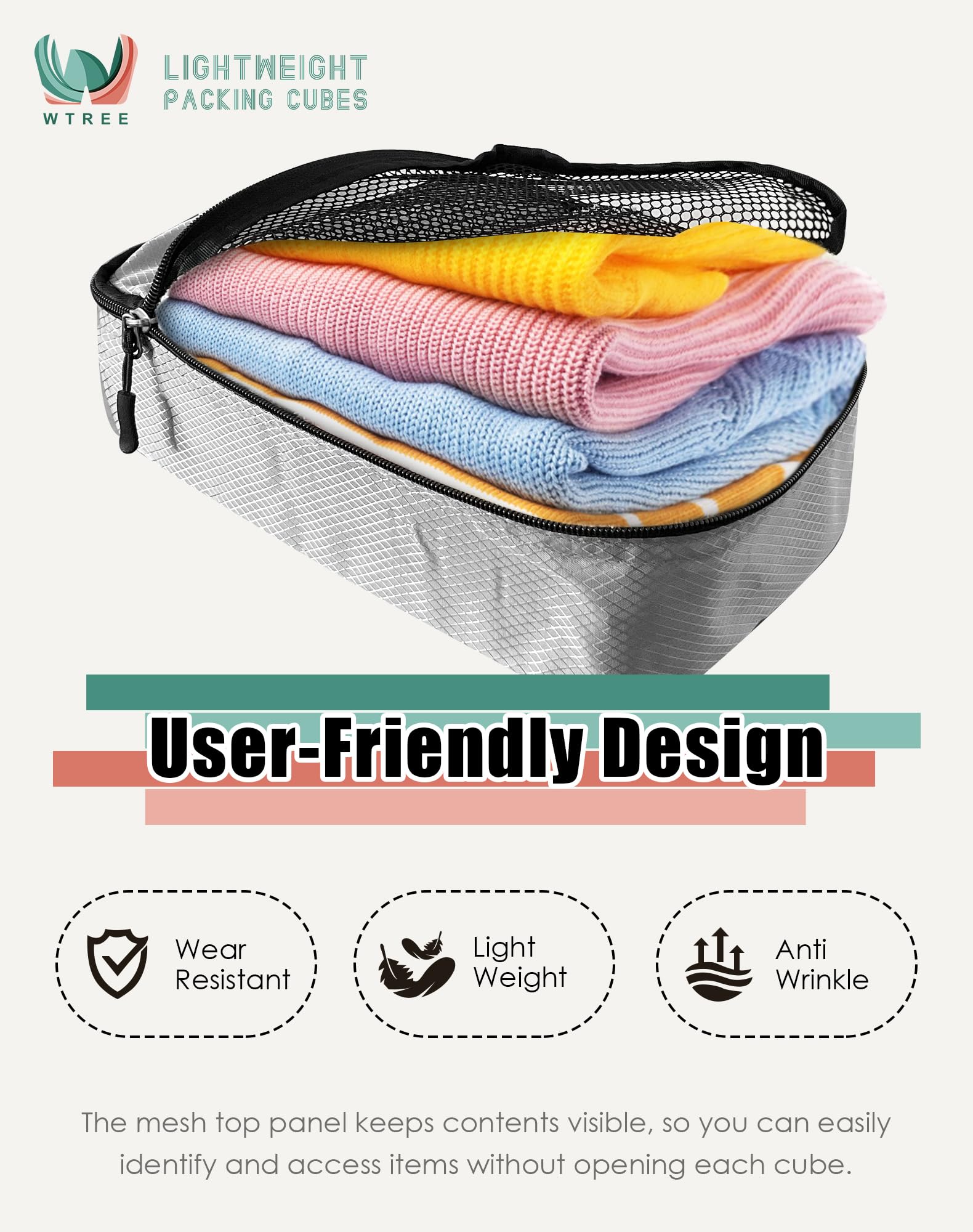 4-Piece Packing Cube Set for Suitcases – Lightweight Travel Organizers with Breathable Mesh for Clothes, Shoes & Accessories