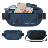 Travel Inspira RFID Anti-Theft Money Belt – Ultra-Slim Hidden Passport & Cash Wallet (Navy Blue)