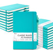 Feela 18 Pack Classic Ruled Notebooks with 18 Black Retractable Pens – Emerald Faux Leather Journals (8.3” x 5.1”)