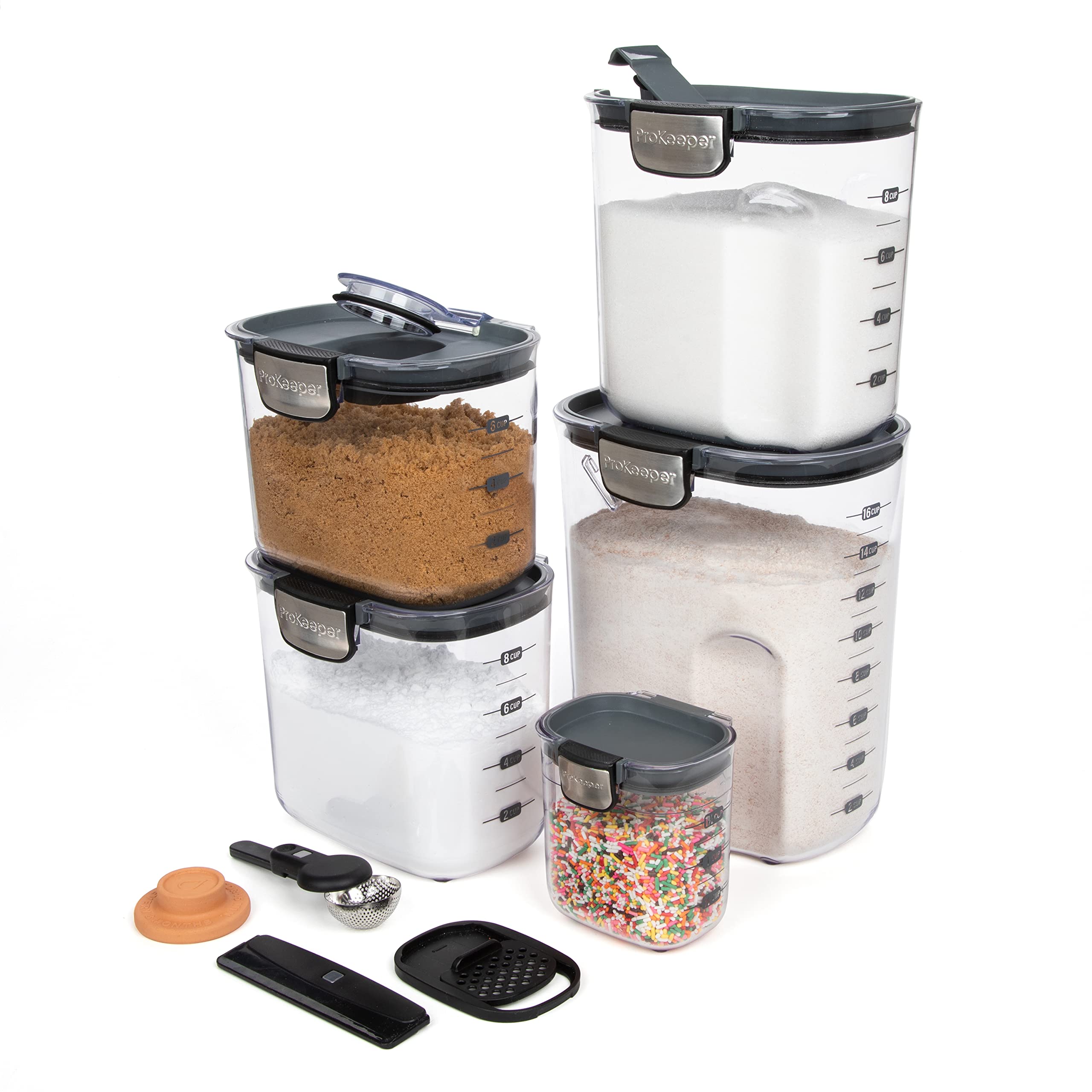 Airtight Baking Storage Container Set – Flour, Sugar & Brown Sugar Keepers with Magnetic Accessories