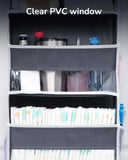 Over the Door Hanging Organizer with Clear Windows – 5 Large Pockets & Mesh Side Storage for Bedroom, Bathroom & Nursery