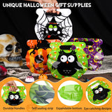56 PCS Halloween Goodie Bags – Reusable Zip Treat Bags with Handles, 8 Cute Designs for Candy, Snacks & Party Favors