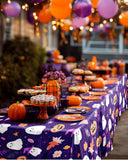 Halloween Purple Disposable Plastic Tablecloth – Waterproof & Stain-Resistant PEVA (US12200)