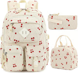 Pink Leopard Corduroy 3-Piece School Backpack Set