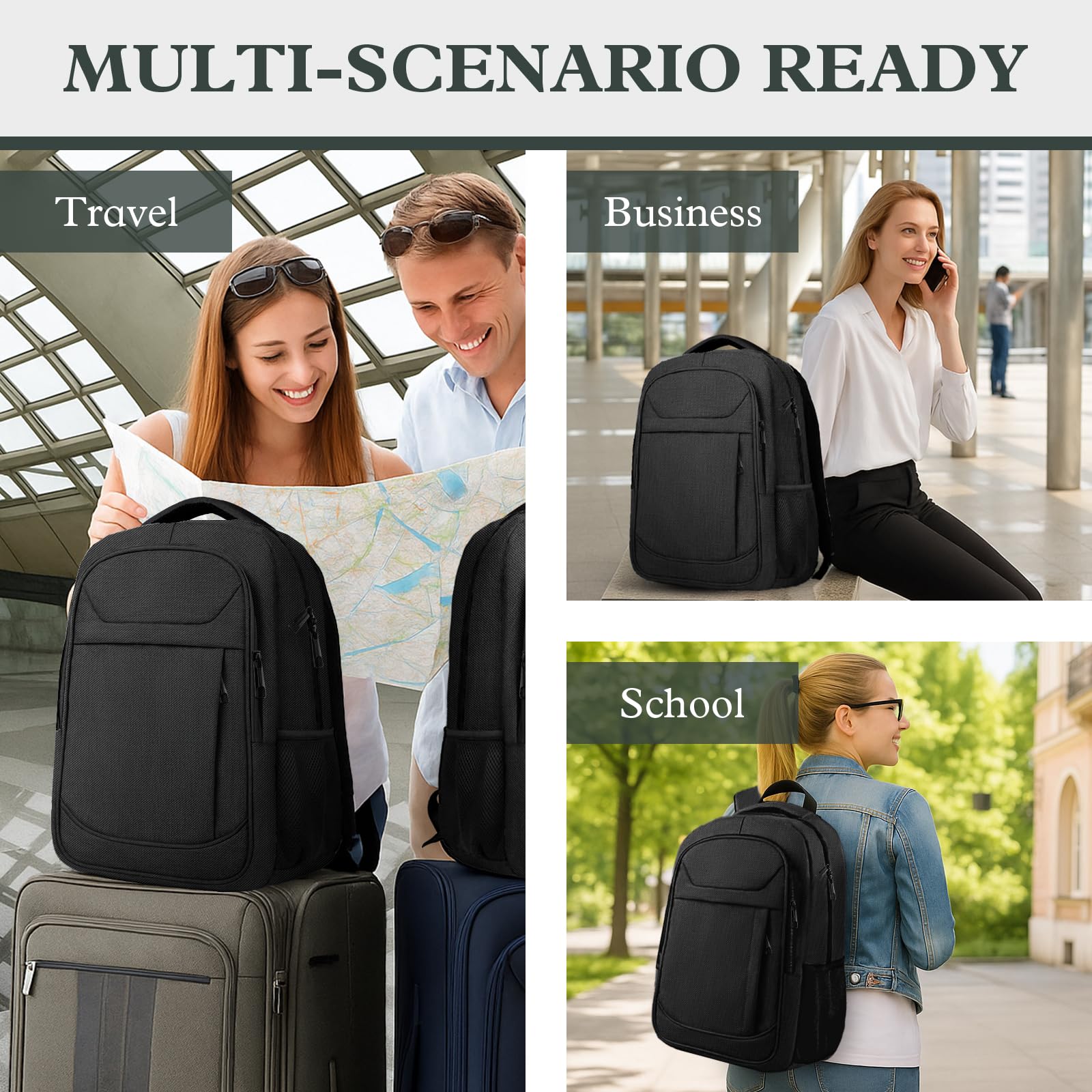 JARWAM 17.3″ Travel Laptop Backpack – Extra Large Airline-Approved Business & College Backpack with Anti-Theft Design (Black)