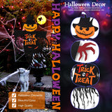 Large Halloween Garden Flag – 22"x23" Black & Orange Pumpkin Ghost Banner with Tassel Web Fringe (Double-Sided, Oxford Fabric)