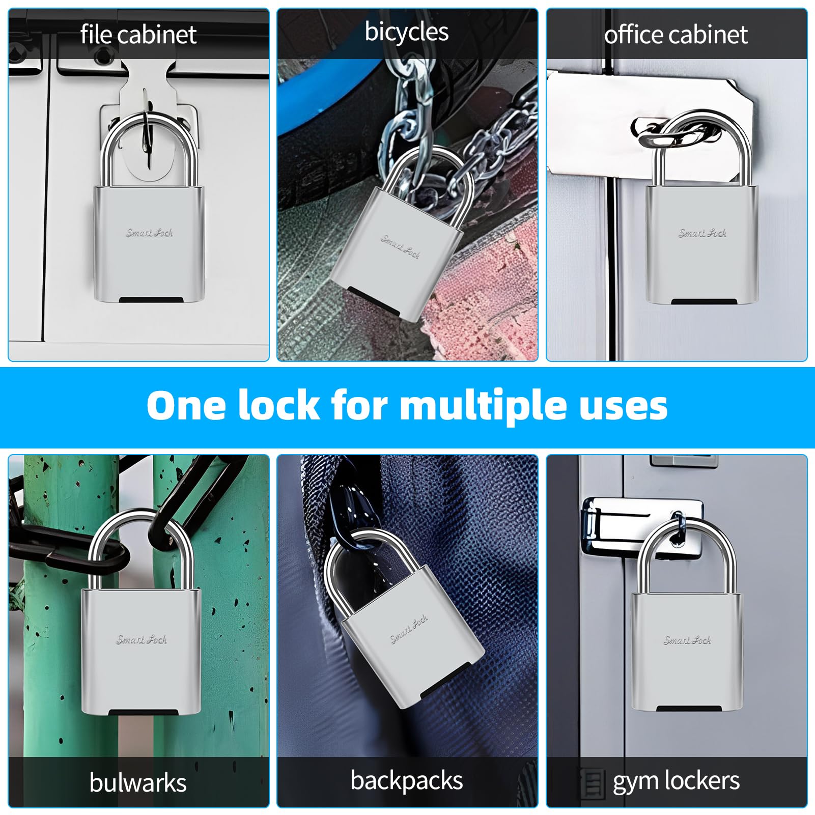 IP66 Waterproof Fingerprint Padlock with USB Rechargeable Battery, Biometric Smart Lock for Gym, Gates & Outdoor Security