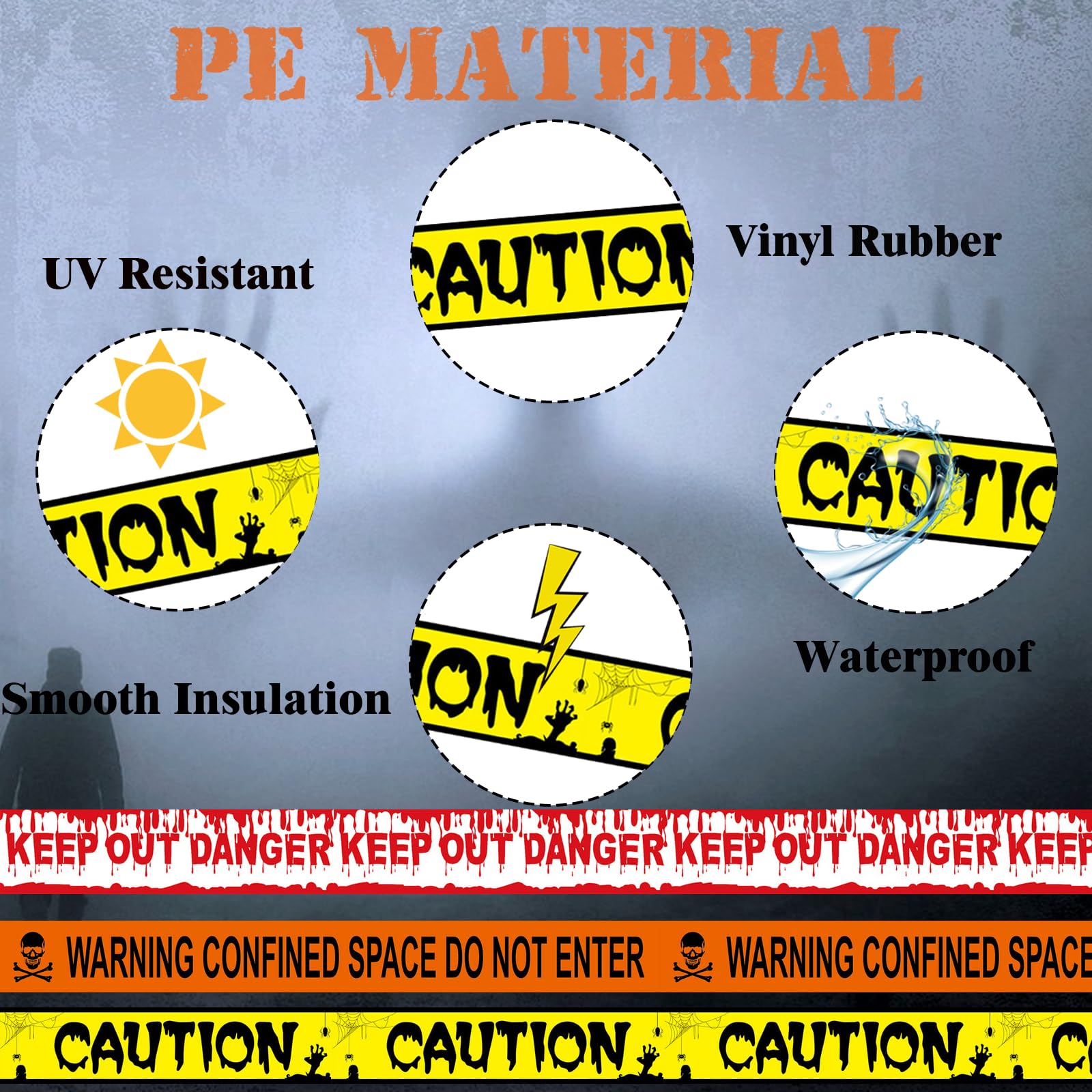 Halloween Fright Tape Bundle – 3 Rolls “Keep Out”, “Caution”, “Warning” Scary Party Decoration Set