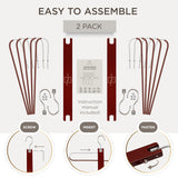 MORALVE Beechwood Pants Hangers 2-Pack – 5-Tier Space-Saving Closet Organizer with 360° Swivel Hook (Mahogany)