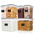 6-Piece Airtight Pantry Food Storage Container Set – Mixed Sizes BPA-Free Canisters with Labels
